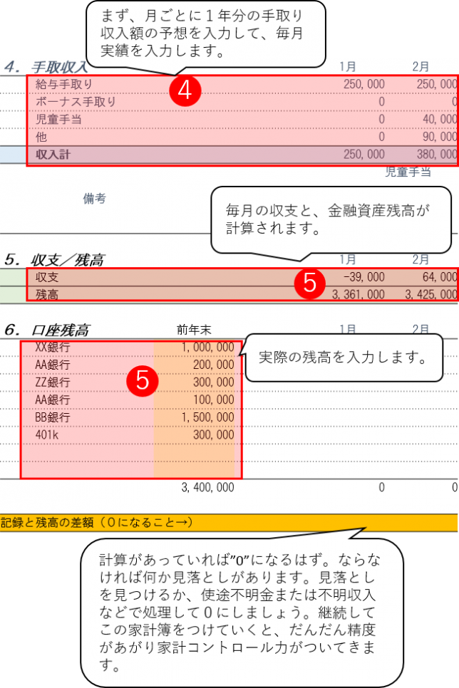 無料ダウンロード １年間の家計簿はエクセルａ４ １枚だけでｏｋ 自分でつくれるエクセル ライフプラン表